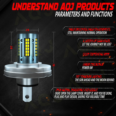 Super Premier LED Headlight Bulbs For Kawasaki Brute Force 650 2005-2013 – P45T 6000K