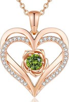 Cde Damen Kette Rosegold Herz Halskette 925 Silber Geburtsstein Geschenk