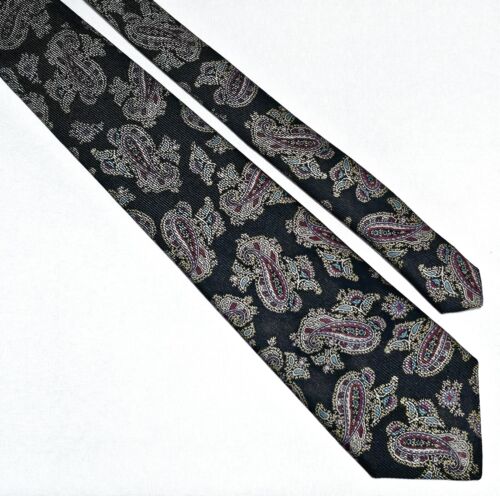 Corbata de seda negra de cachemira Robert Talbott lo mejor de su clase para hombre - Imagen 1 de 6