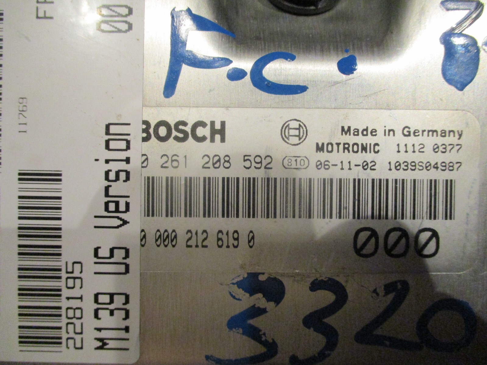2006 MASERATI QUATTROPORTE 4.2 ENGINE COMPUTER CONTROL MODULE ECU ECM 0261208592