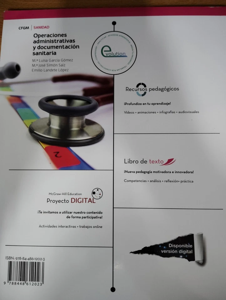La Operaciones Administrativas Y Documentacion Sanitaria Gm. Libro Alumno. - Imagen 2 de 2