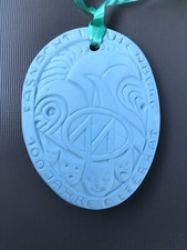 Carnival plaque Städlefasnacht Laufenburg 2011-ceramic, 9x6.5 cm, Blue