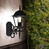 Wandleuchte AußEnlampe Wandlaterne Alu Schwarz Glas Klar Antik Fassadenleuchte