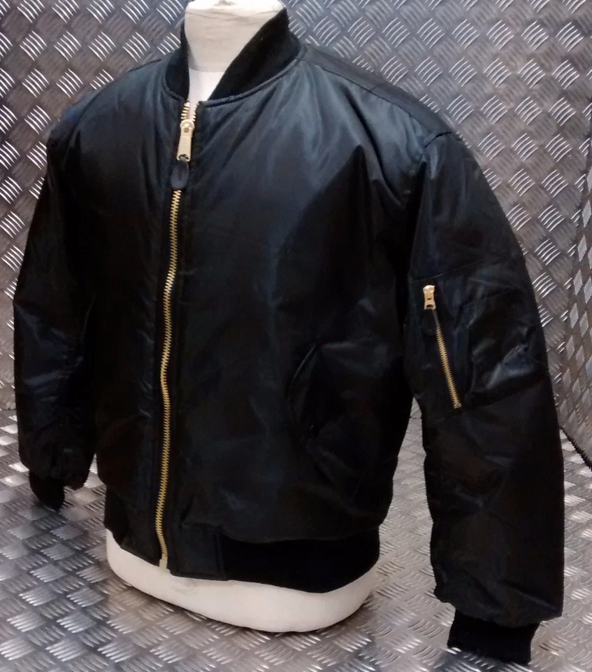 MA1 Veste Bomber Style Militaire US Mod / Scooter/Motards All Tailles Noir - - Photo 3/4