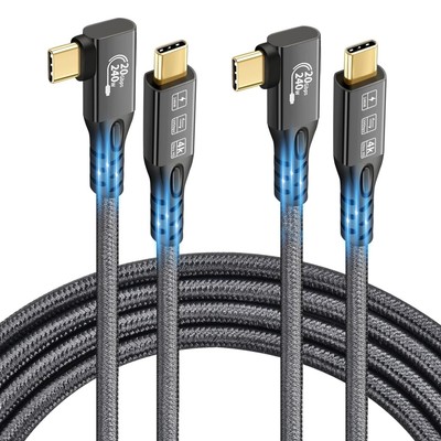 2er Set USB C 3.2 Gen2x2 Kabel - 20Gbps 90 Grad Design für  Organisation