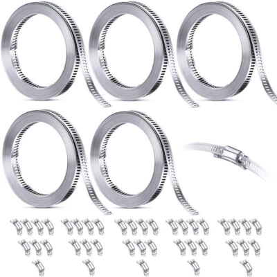 STEELSOFT 304 Stainless Steel Hose Clamp Assortment Kit DIY Cut-To-Fit 12 FT Metal Strap