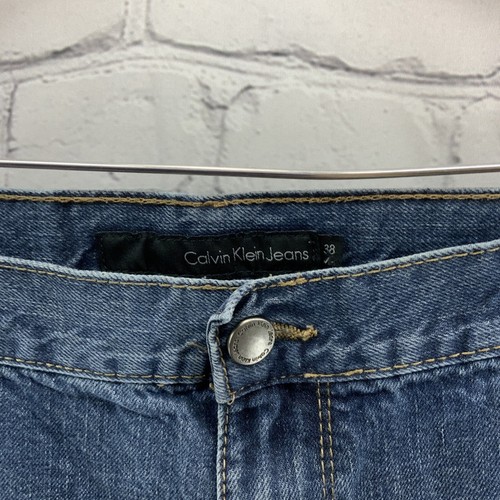 Calvin Klein Blue Jeans Mens Sz 38 Bootcut Dark Wash - Picture 4 of 11