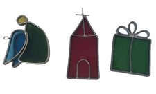 HANDCRAFTED 3 Pc STAINED GLASS Suncatcher Ornaments