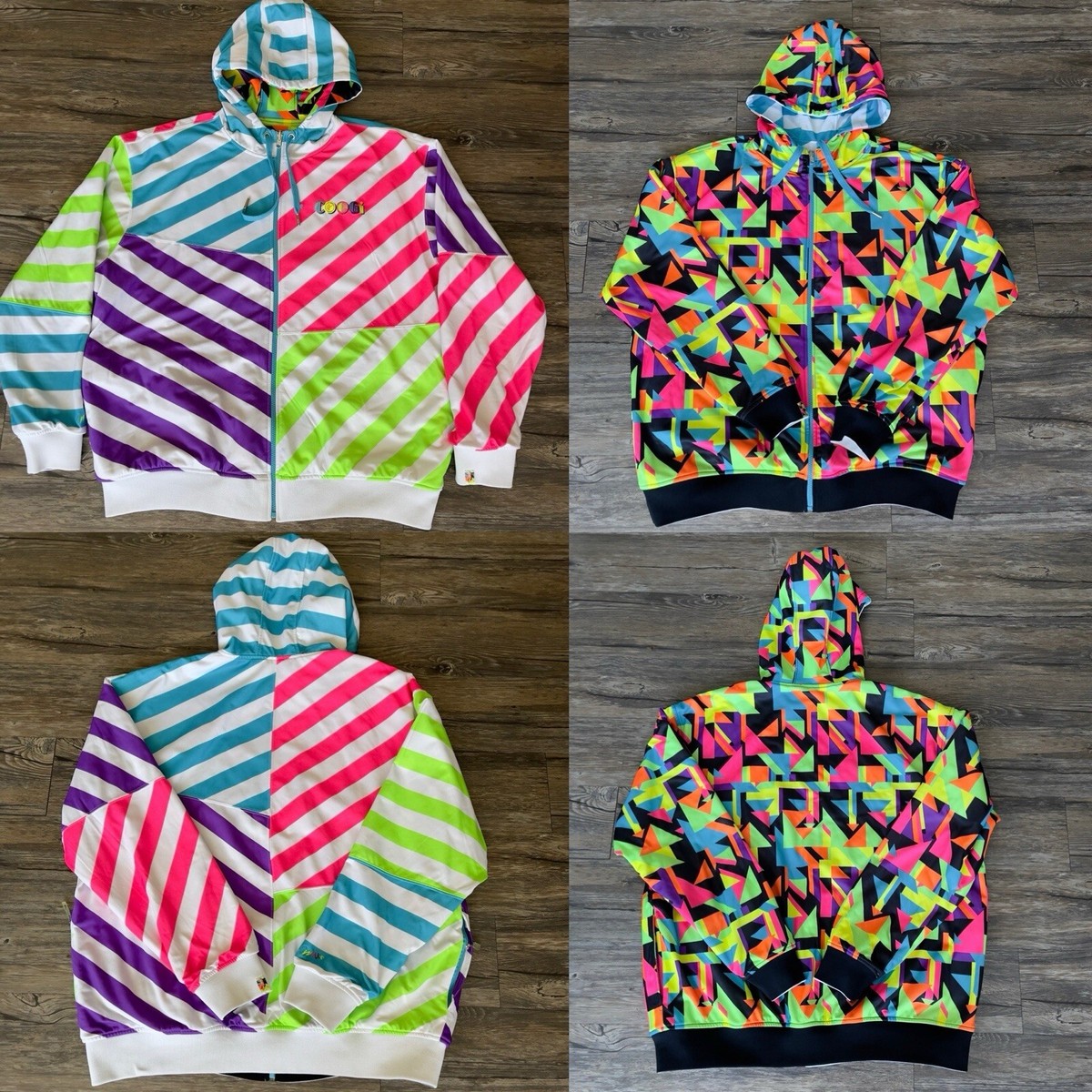 Vtg Coogi Reversible Full Zip Hoodie Embroidered Logo Y2K Colorful