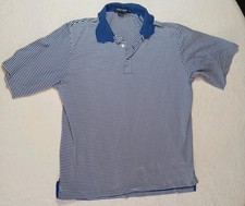 Polo Golf Ralph Lauren polo shirt mens Large white blue striped classic