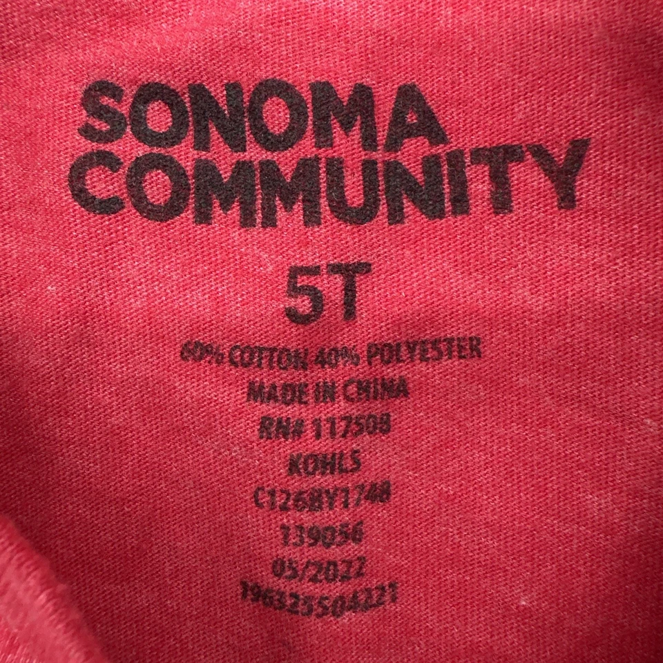 Camiseta Sonoma Community niños pequeños talla 5T roja estampado gráfico .. #28837 Foto 3 de 4