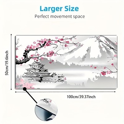 1 Large-sized E-sports Gaming Mouse Pad Featuring an Ink-wash Style Cherry Blos
