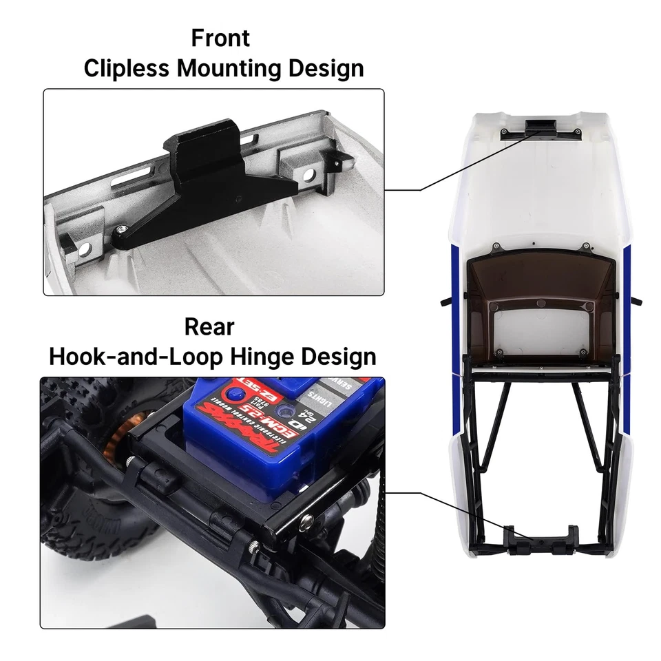 IR60 Pickup Hard Body Shell with Bed Rack for 1/18 RC Crawler TRX4M Defender ... - Image 3 of 4