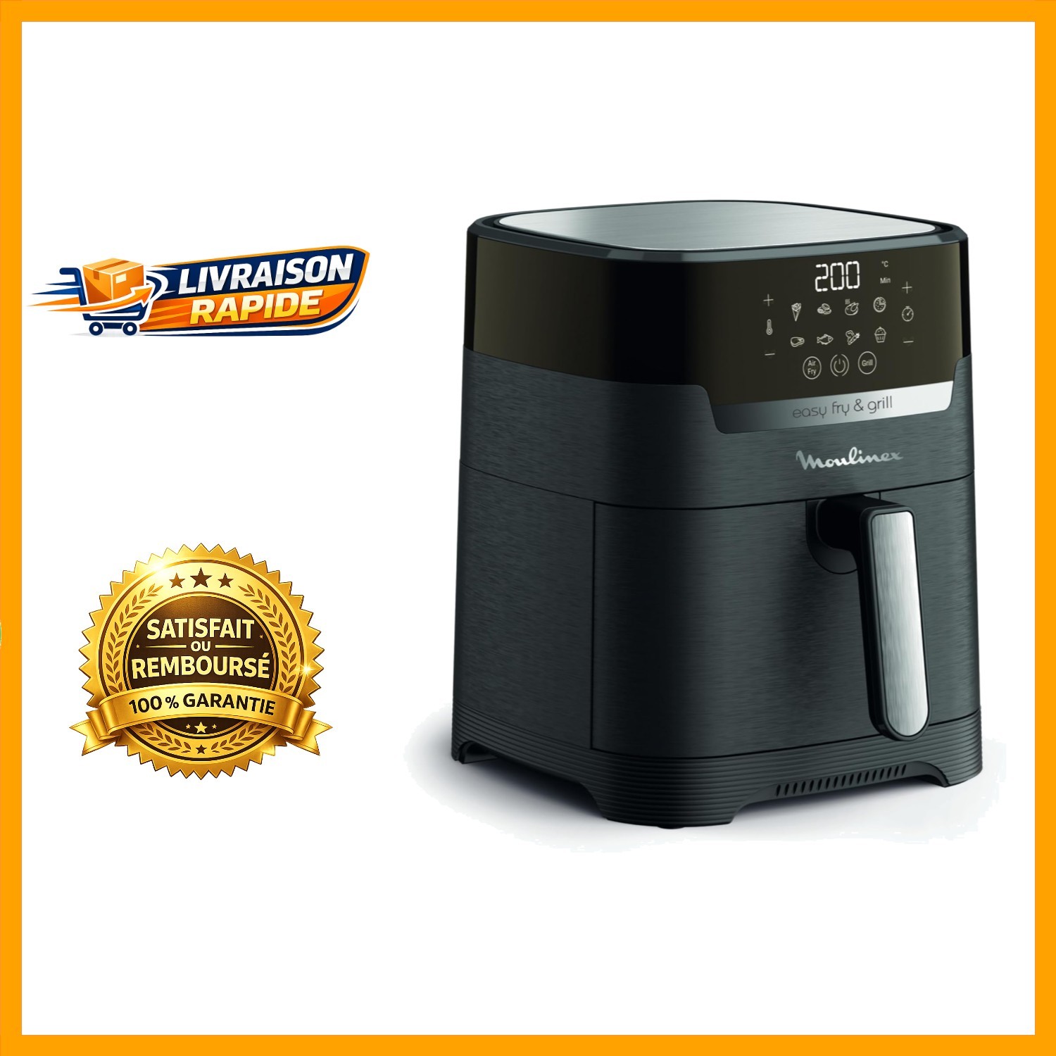 Friteuse sans huile Moulinex XL 4,6L noire avec gril et 8 programmes