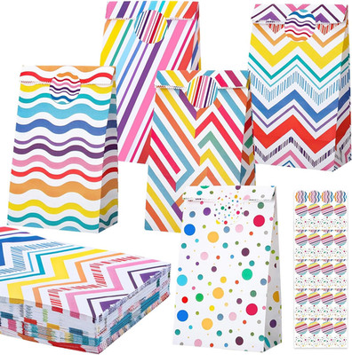 Woric 50 Stück Geschenktüten Kindergeburtstag Klein, 22X12X7Cm Papiertüten Bunt 