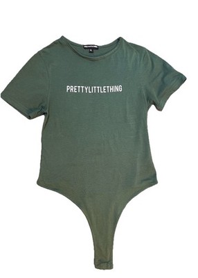 Pretty Little Thing Body Suite Womens Size XL Forest Green Short Sleeve 