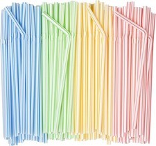 400 Pack 7.75"High Flexible Plastic Straws, Disposable Drinking Straws -