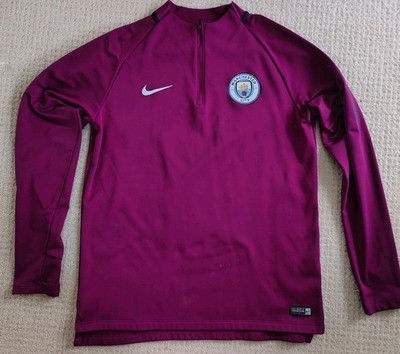 Manchester City 2017-18 Nike True Berry 1/4 Zip Training Drill Top Large.