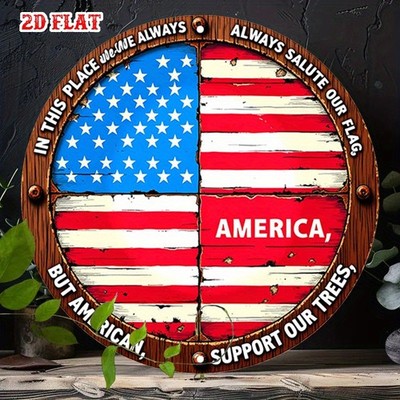 Aluminum Sign Patriotic 8 Round Heritage Emblems American Flag Funny