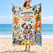 Dalmatian Paw Prints Hearts Coral Fleece Blanket