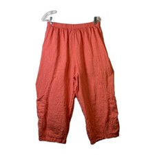 Bryn Walker 100 Linen Wide Leg Crop Barrel Cargo Pants Beach Boho Resortwear