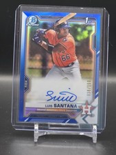 2021 Bowman Chrome Prospects Auto Luis Santana Blue Refractor #/150