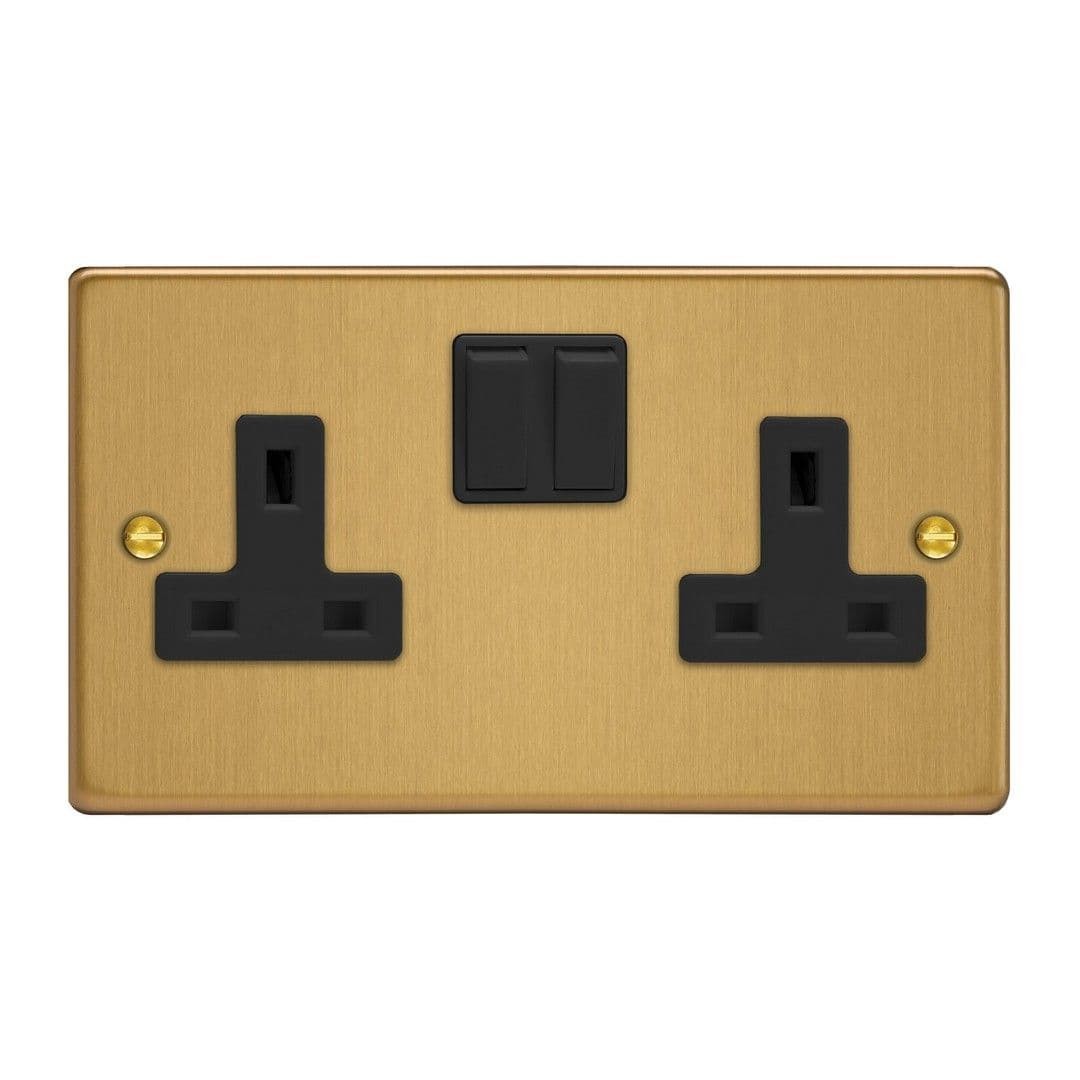 Varilight XDE5B.BB Essential Brushed Brass 2 Gang 13A DP Switched Socket