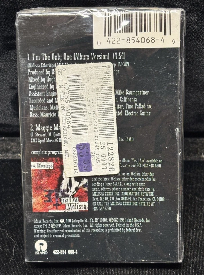 1994 Brand New Factory Sealed Melissa Etheridge I’m The Only One Cassette Tape - Image 2 of 2