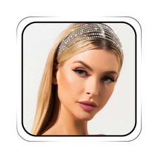 Silver Rhinestone Layered Head Chain Crystal Bridal Wedding Headband