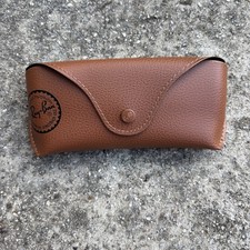NEW Ray Ban Genuine BROWN Sunglasses Eyeglasses Case With Cleaning Wipe