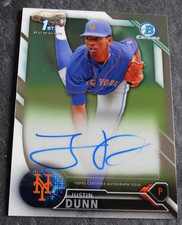 2016 Bowman Draft Chrome #CDA-JD Justin Dunn New York Mets Rookie Autograph Card. rookie card picture