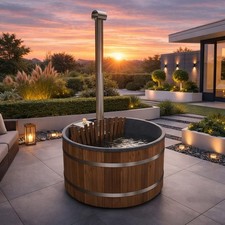 Hottub Badefass mit Holzofen 170 Ø Badebottich Badezuber Badetonne mit Einsatz