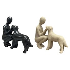 Human with Dog Statue Ornament Family Memorial Gift Emotional Bond Figurine