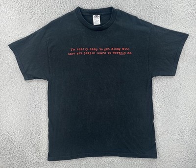 Vintage Delta Pro Weight Mens Large Black Shirt Y2K Funny Humor Tee Worship Me