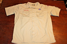 Boy Scouts of America BSA Men's Shirt Tan X-Large XL Glued Patches Short Sleeve
