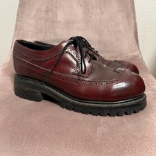 VTG Muro Welt Chunky Oxford Platfrom Shoes Womens 9 Red Leather Steel Toe
