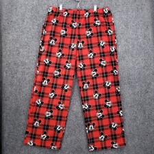 Briefly Stated Mickey Mouse Pajama Pants Mens XL Red Plaid Elastic
