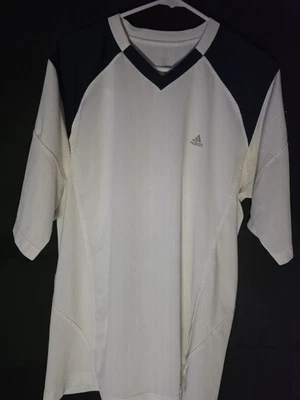 Adidas ClimaCool Men's 2XL White Navy Short Sleeve Athletic Soccer Jersey XXL - Image 1 of 2