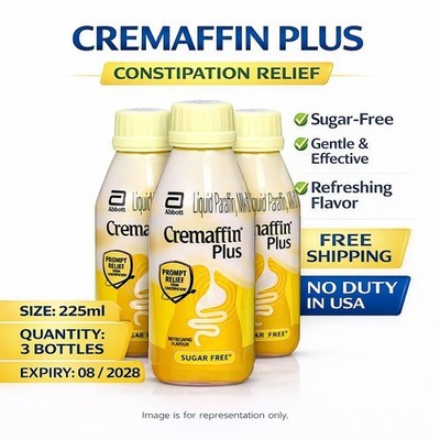 Cremaffin Plus 225ml x3 Sugar Free Constipation Relief Exp 08/2028 Best Rate
