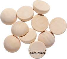 100pcs Half Wood Balls 1 Inch Diameter Unfinished Natural Mini Half Ball Spli...