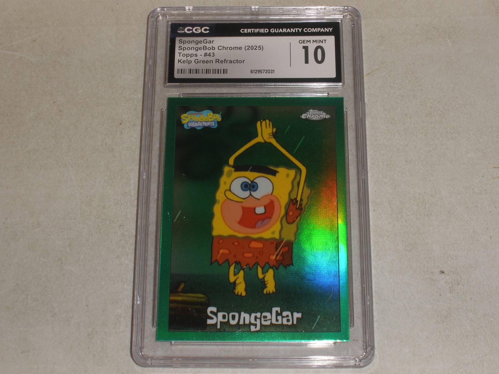 2025 Topps Chrome Spongebob Kelp Green Refractor #43 SpongeGar CGC 10 GEM MINT