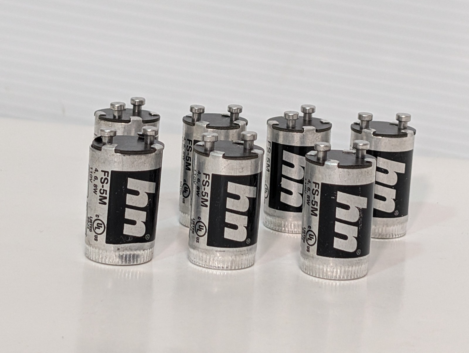 Lot of 7: Etlin-Daniels HN FS-5M automatic lamp starters, metal can, 4, 6, 8W