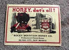 Vintage Rocky Mountain Honey Co. Tin Sign Advertising Pure Honey Silver City