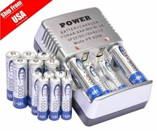 12 AA &12 AAA 1000mAh 3000mAh 1.2V NI-MH rechargeable battery+BTY Charger Set HL