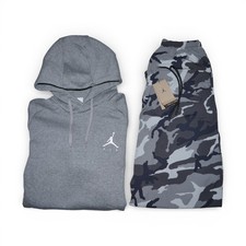 Nike Air Jordan 2 Piece Outfit Men's Size L Fleece Hoodie Woven Joggers Camo NWT