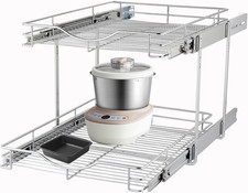 Pull Out Cabinet Organizer 14" W X 21" D , Cabinet Pull Out Shelves, 2 Tier Pul