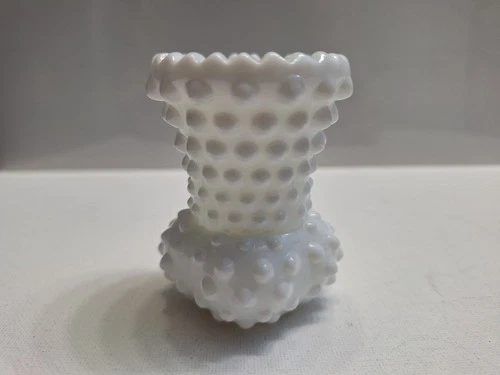 Vintage Fenton White Milk Glass Hobnail Toothpick Holder Marked