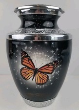 Black Butterfly Adult Cremation Urn for Human Ashes, Large with Velvet Bag