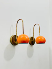 Mid Century Sputnik Brass Chandelier Orange Ball Ceiling Light Modern Fixture