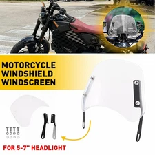 5"-7" Round Headlight Motorcycle Clear Windscreen Windshield Universal For Honda